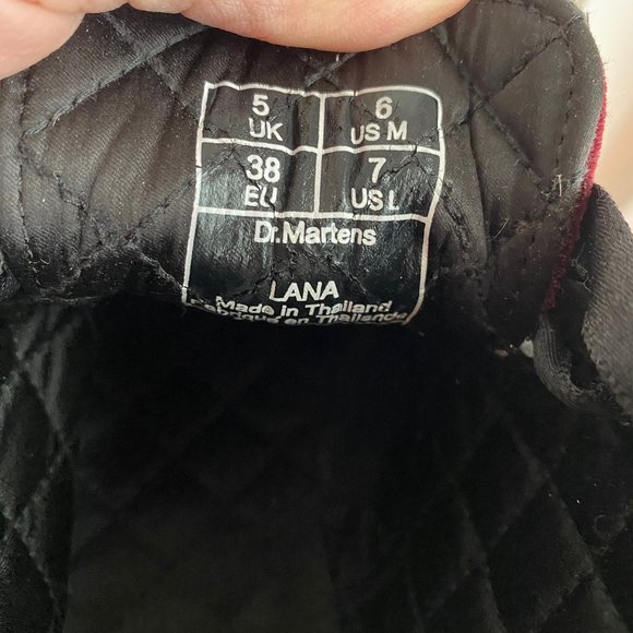 DR. MARTENS LANA Dark Red Velvet 5-Eye Ankle Boots Women's US 7L EU 38 UK 5 - Picture 7 of 7